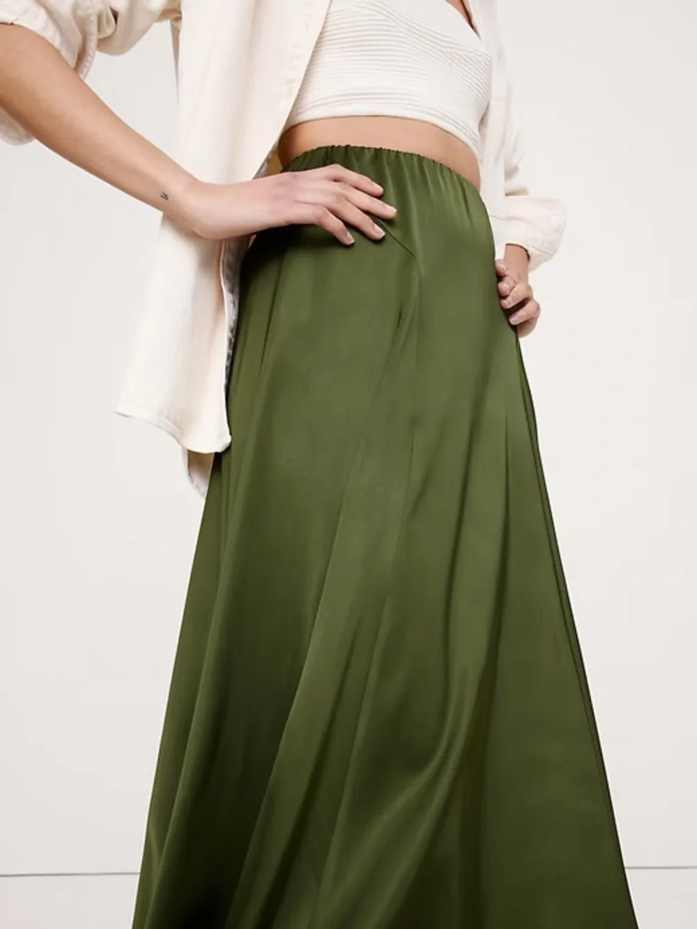 BR Stretch-Satin Maxi Skirt